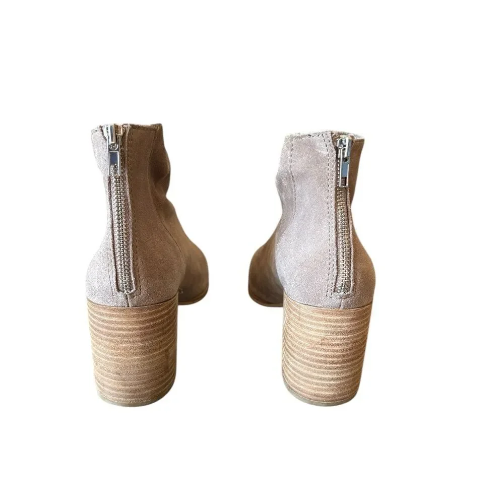 Steve Madden Jillian Ankle Boots Womens Size 9 Taupe Suede Leather Back Zip